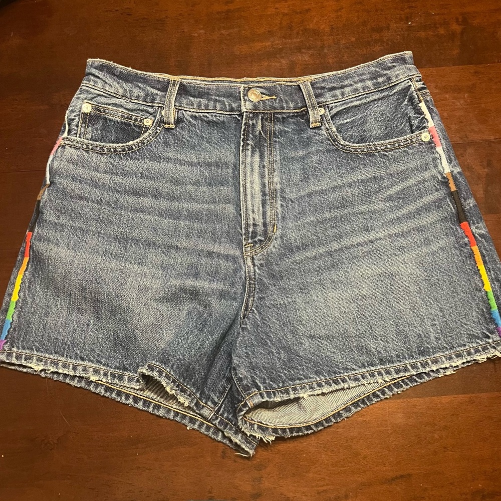 American Eagle Highest Rise 90s Boyfriend Pride Shorts- 10